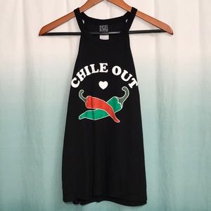 NWOT-Modern Lux-size XS, black, “Chile Out” tank